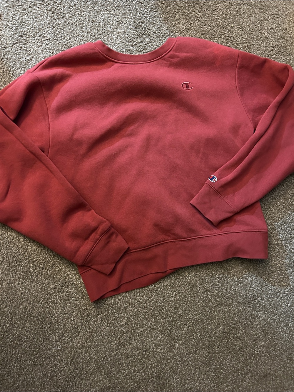 Champion Crewneck Sweatshirt in Deep Brick Red